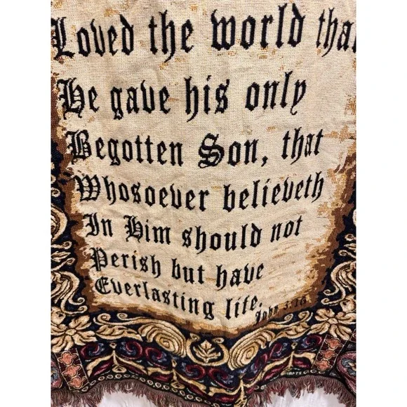 Crown Crafts Religious John 3:16 For God so loved the world Throw Blanket 46x52" - Picture 5 of 10